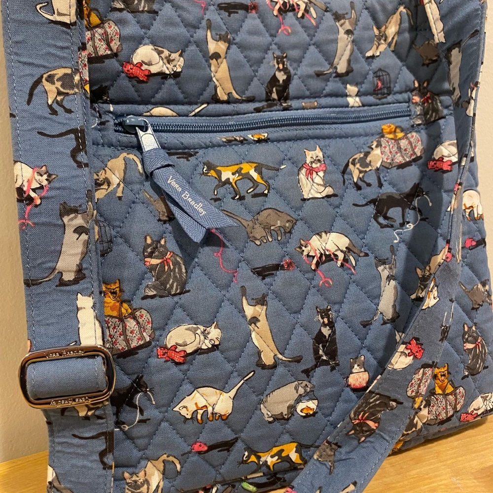 Vera Bradley Blue Quilted Bag with Cat Print